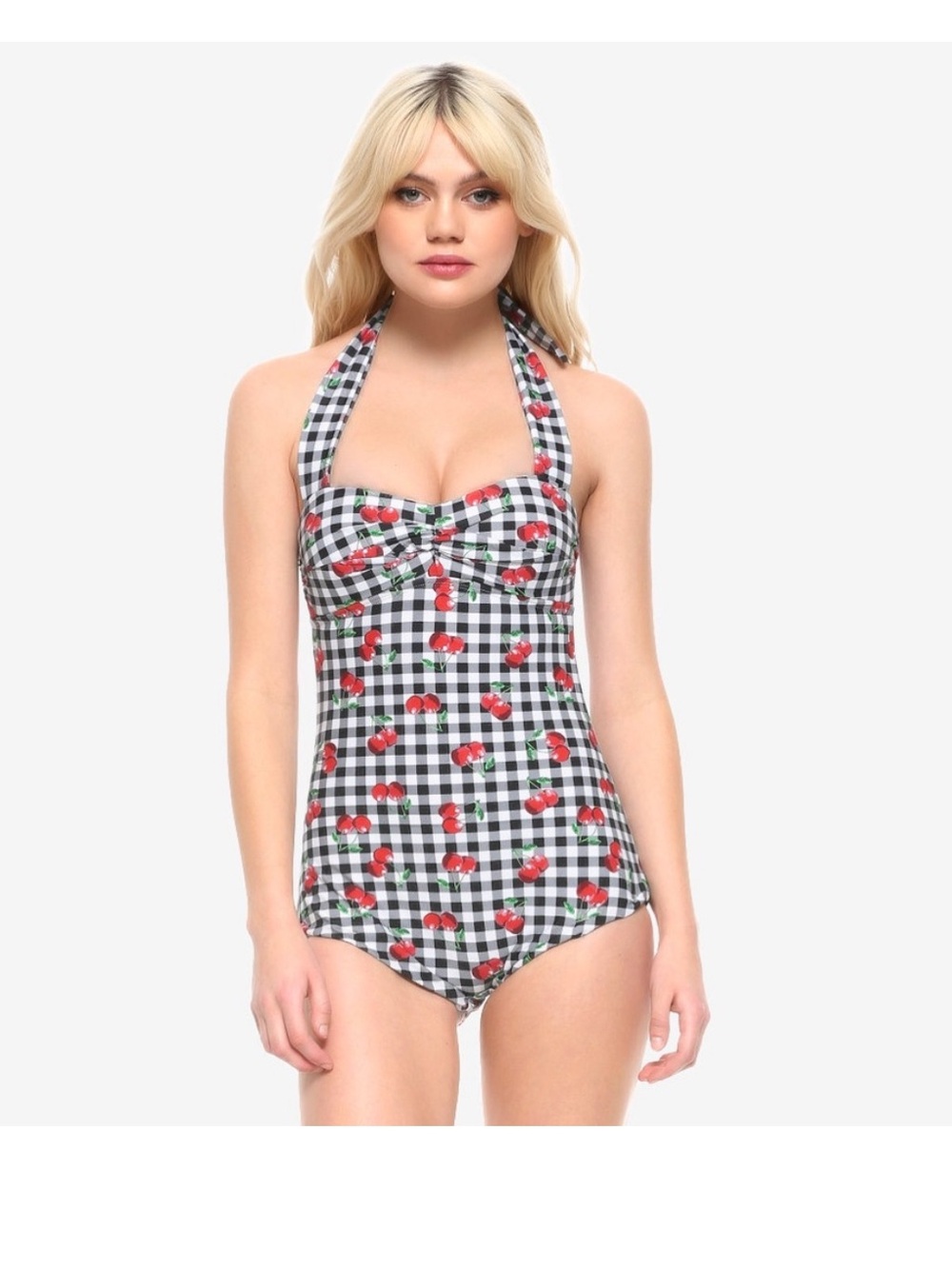 Hot Topic Cherry Gingham Short Swimsuit XL Juniors
